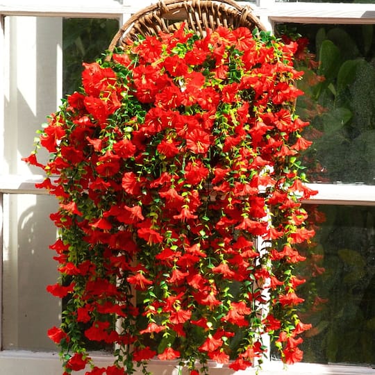 30" UV Resistant Artificial Morning Glory Hanging Plants